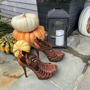 Brown high heel sandals